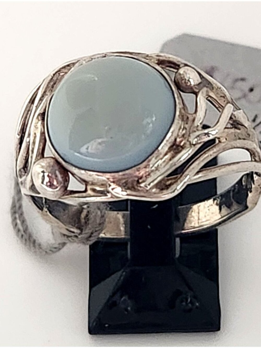 Ring Blue Chaladony Size 11  Silver 6.3 gr  Jerry Fran Harr  25 mm  10 mm Stone